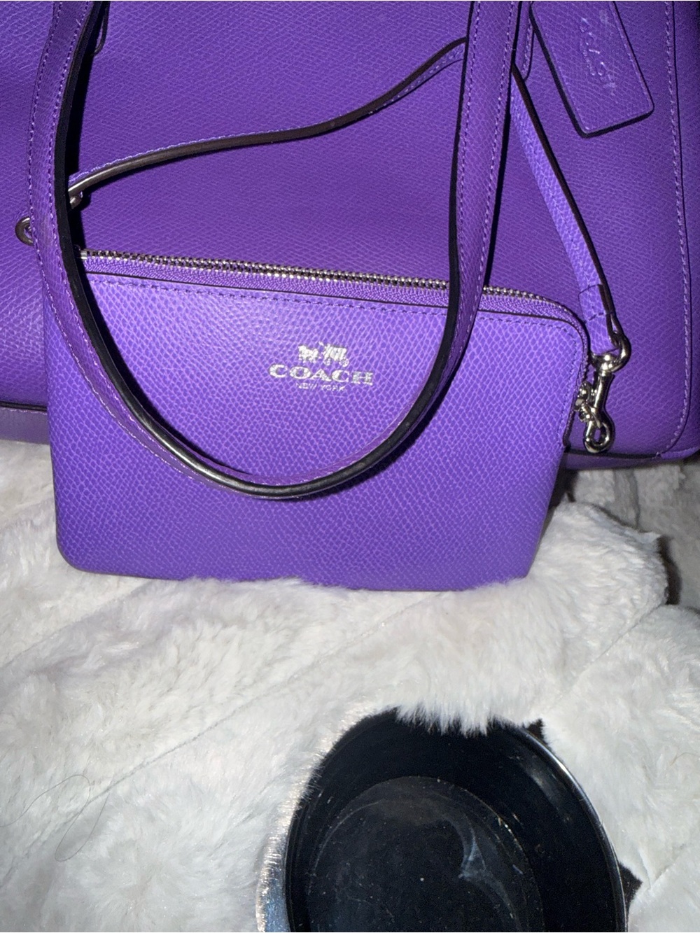 Coach Purple Saffiano Leather Wristlet